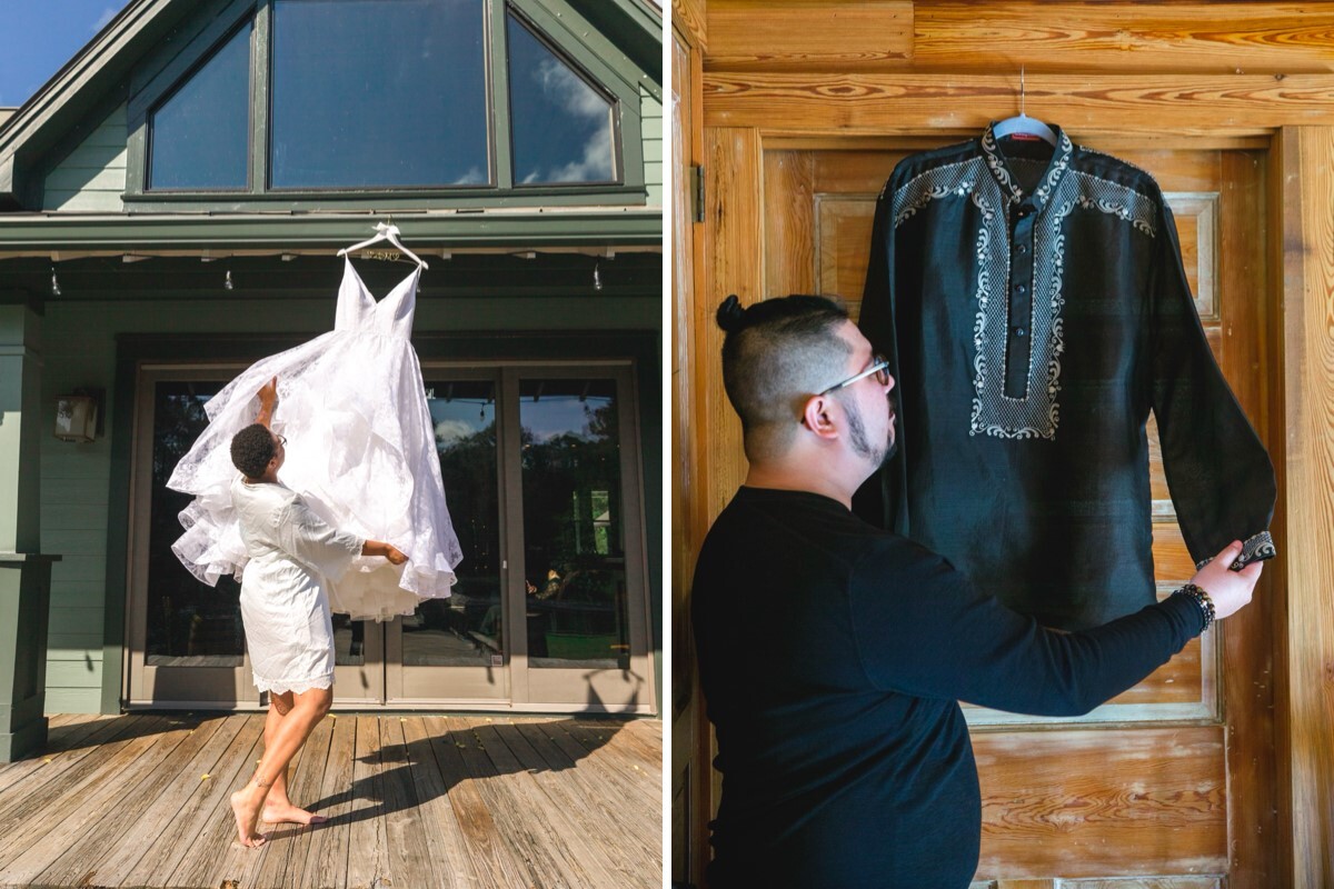 the Lake House at Bulow wedding venue bride and groom