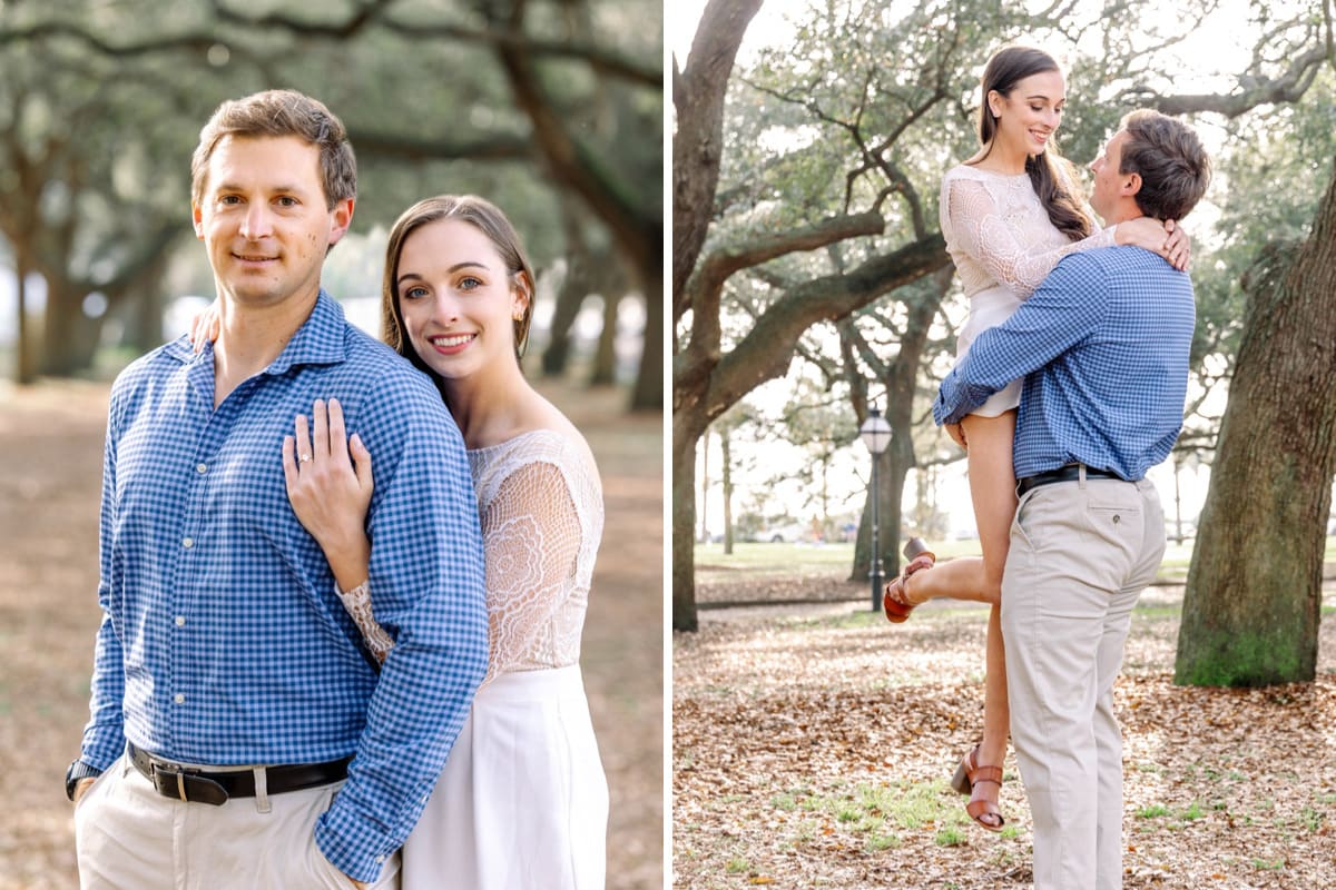 white point garden charleston engagement photo