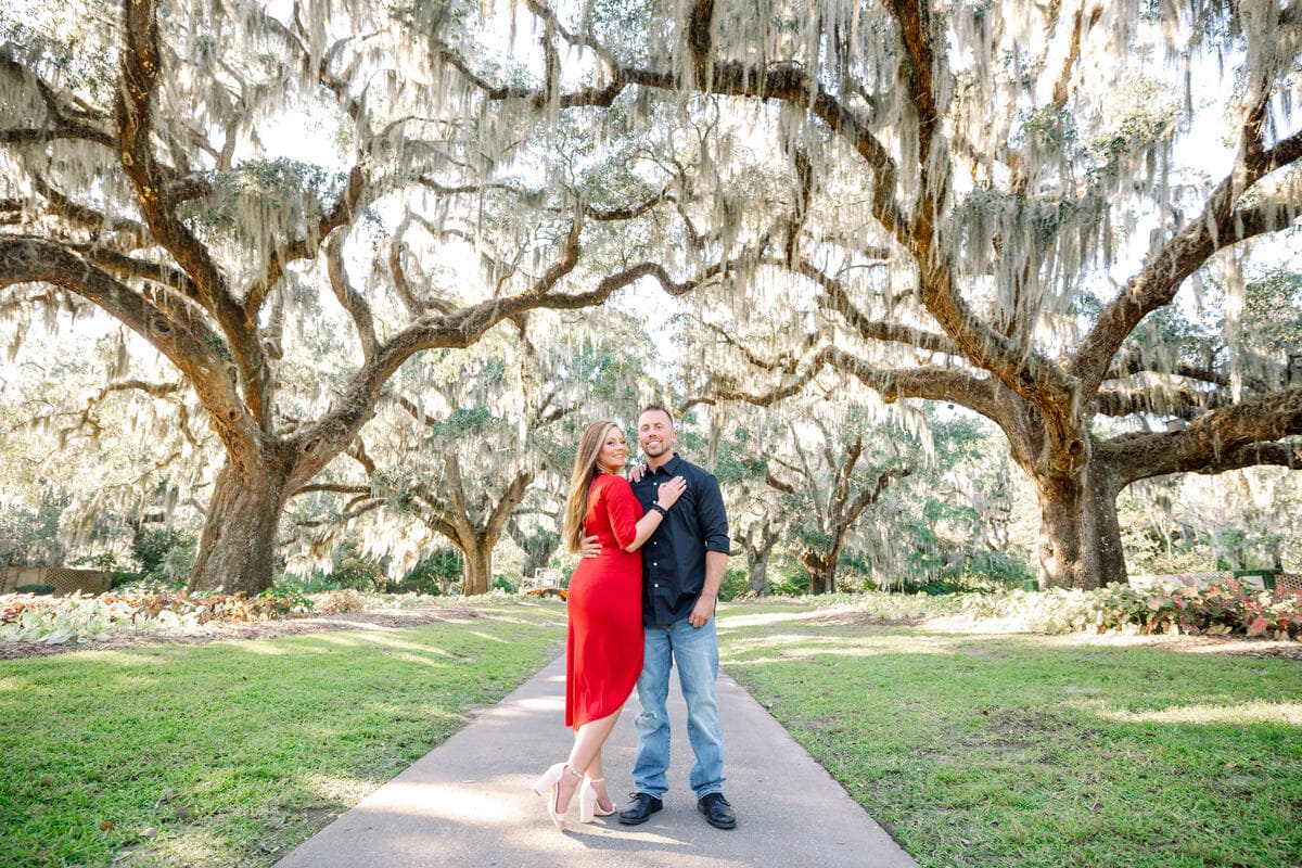 romantic couple engagement brookgreen gardens charleston