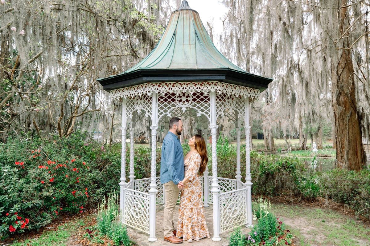 couple in gazebo after proposal