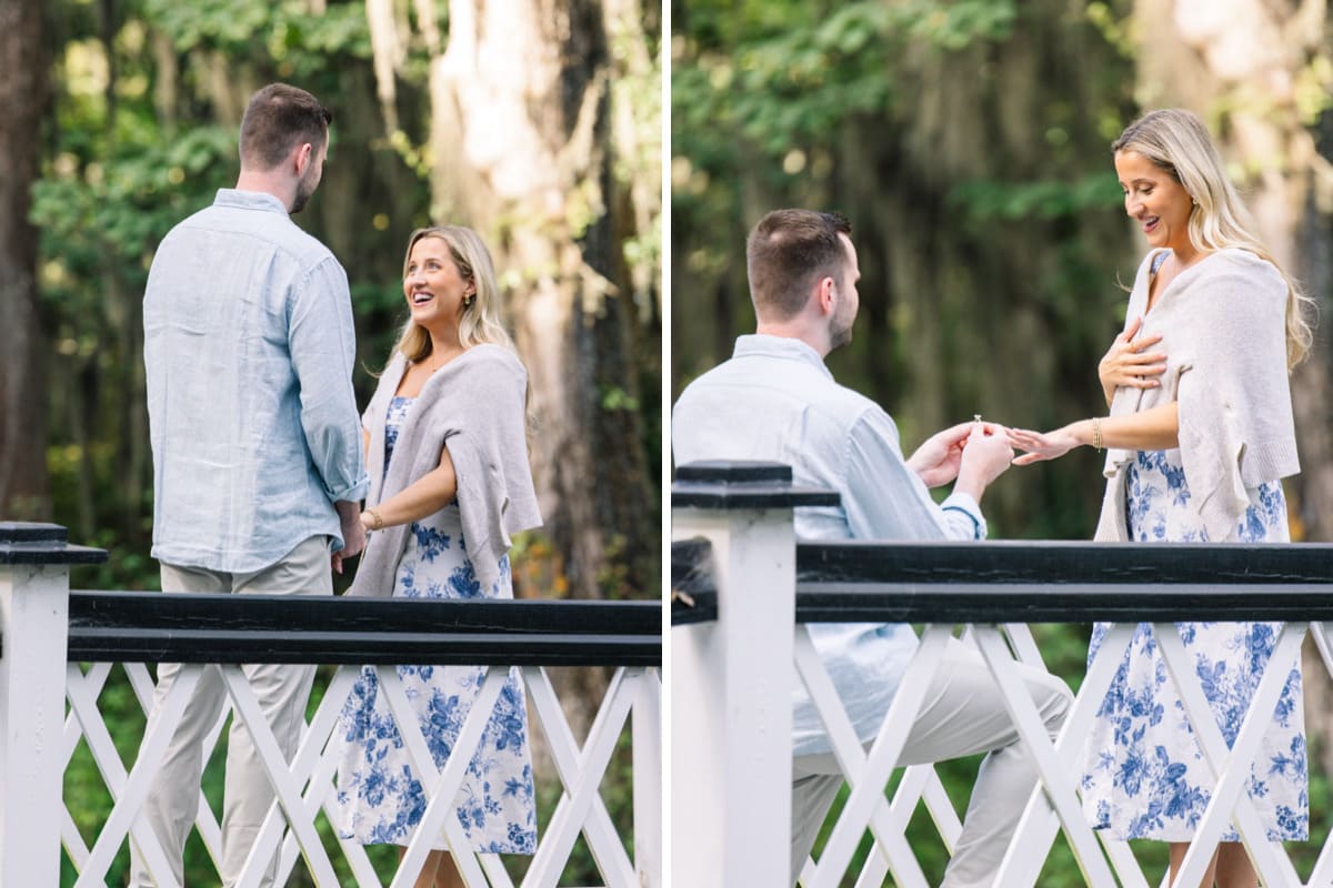 closeup proposal photos at magnolia gardens