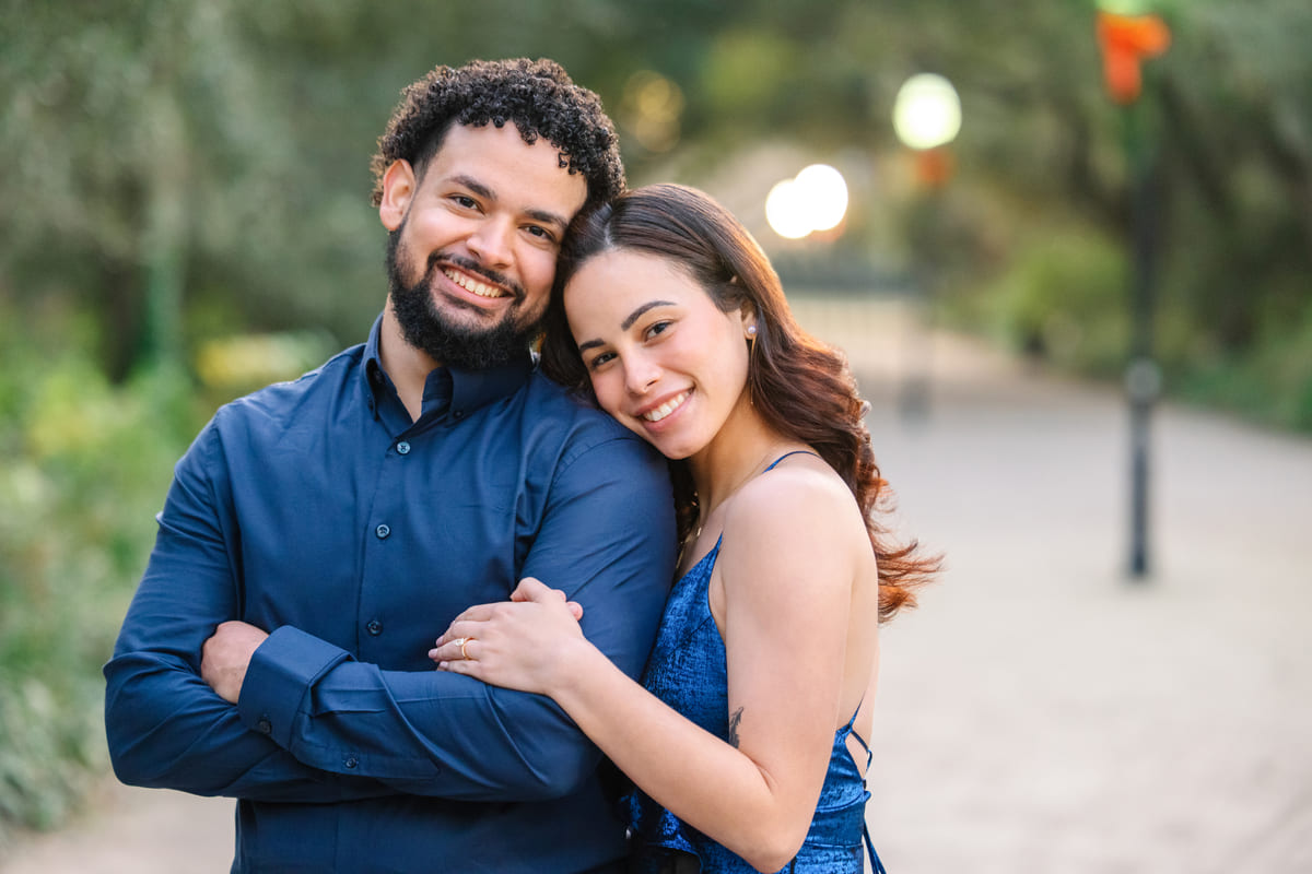 couple celebrating proposal at hamton park