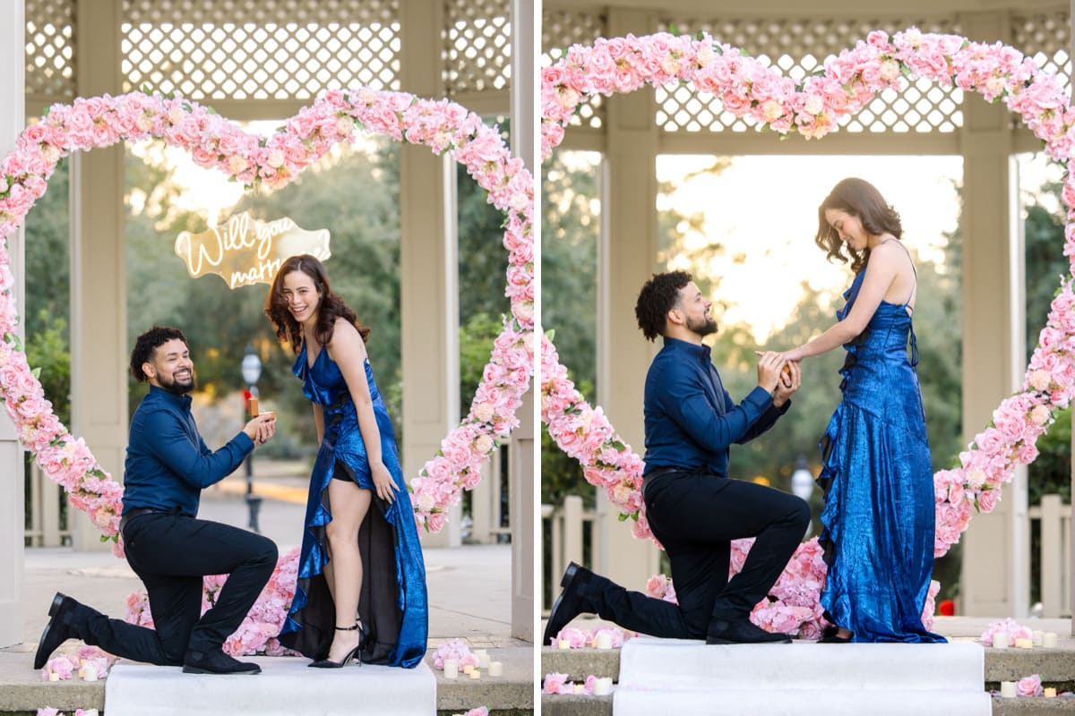 unforgettable proposal moment at hampton park gazebo