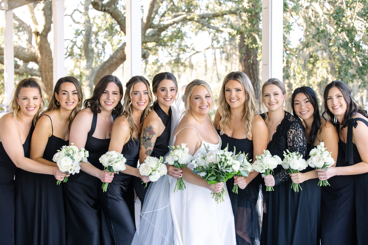 bridal party portraits creek club charleston wedding