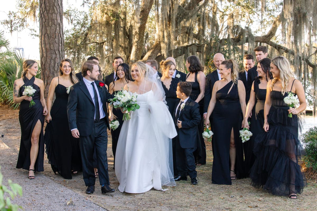 bridal party walking creek club charleston