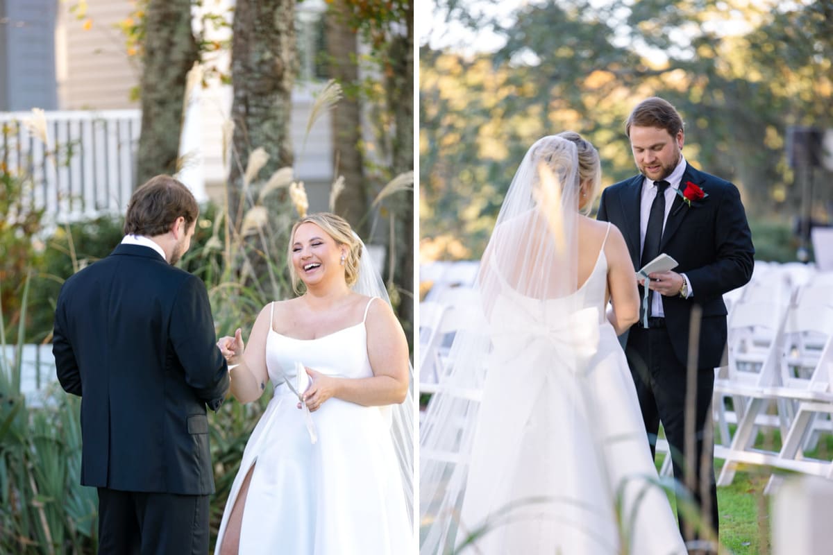 bride and groom first look charleston wedding