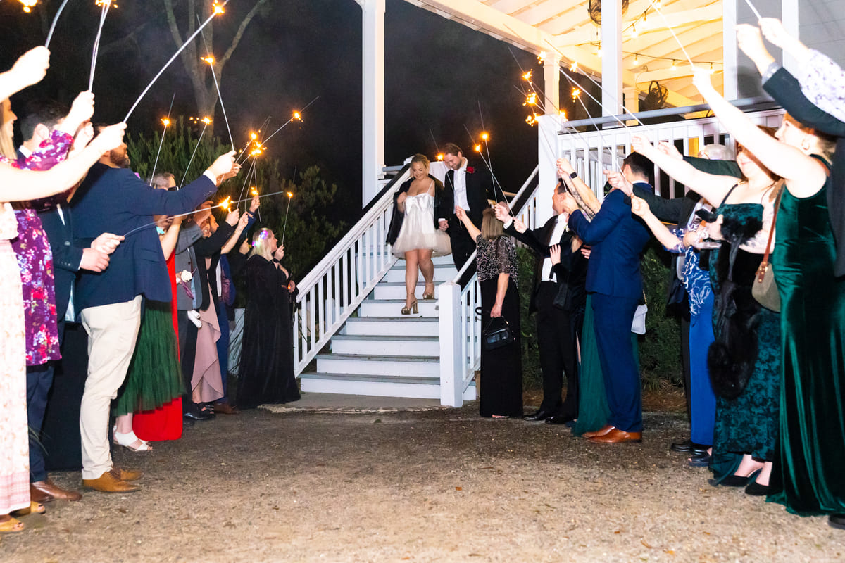 bride and groom sparkler exit creek club