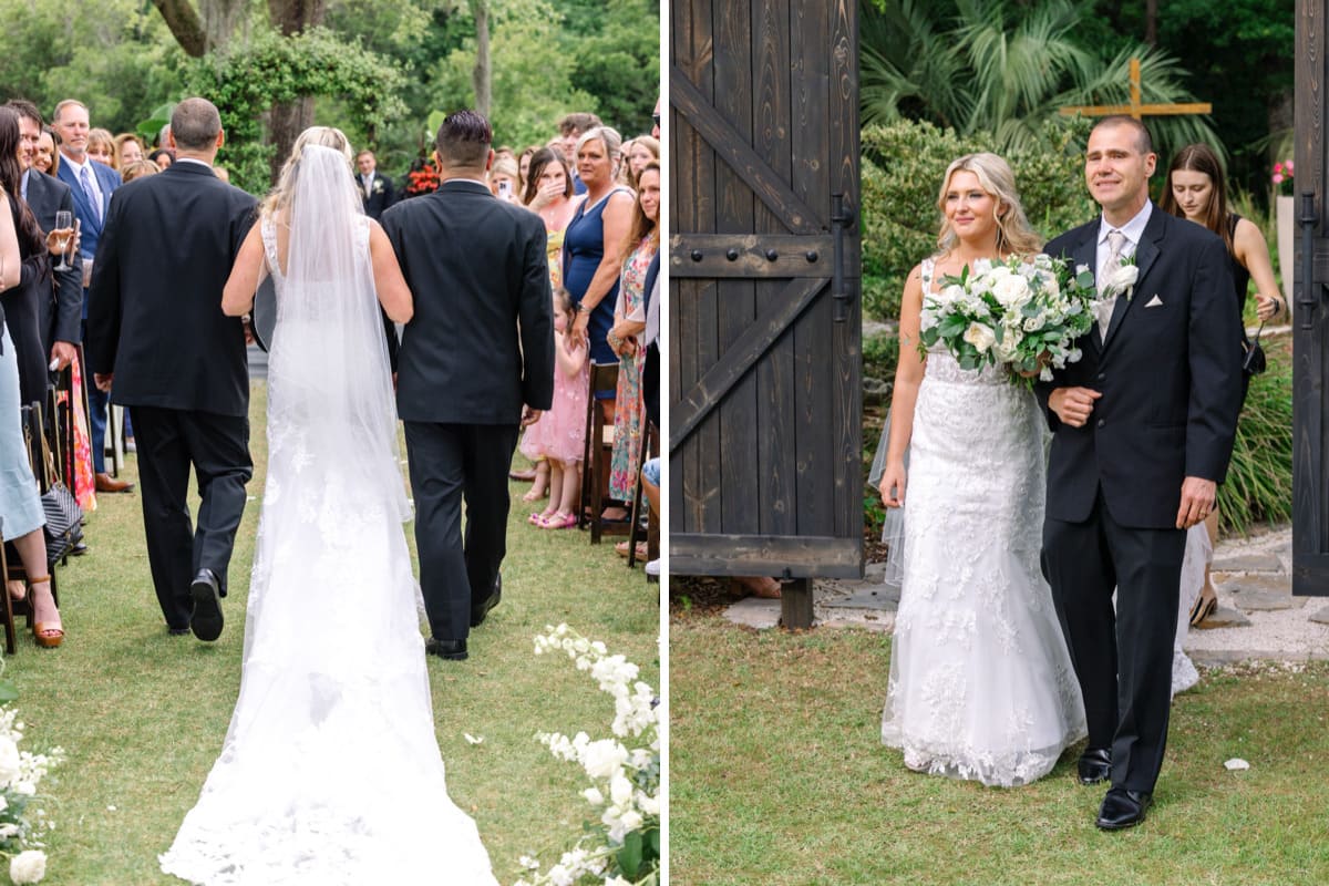 bride dad walking together hart meadows ranch