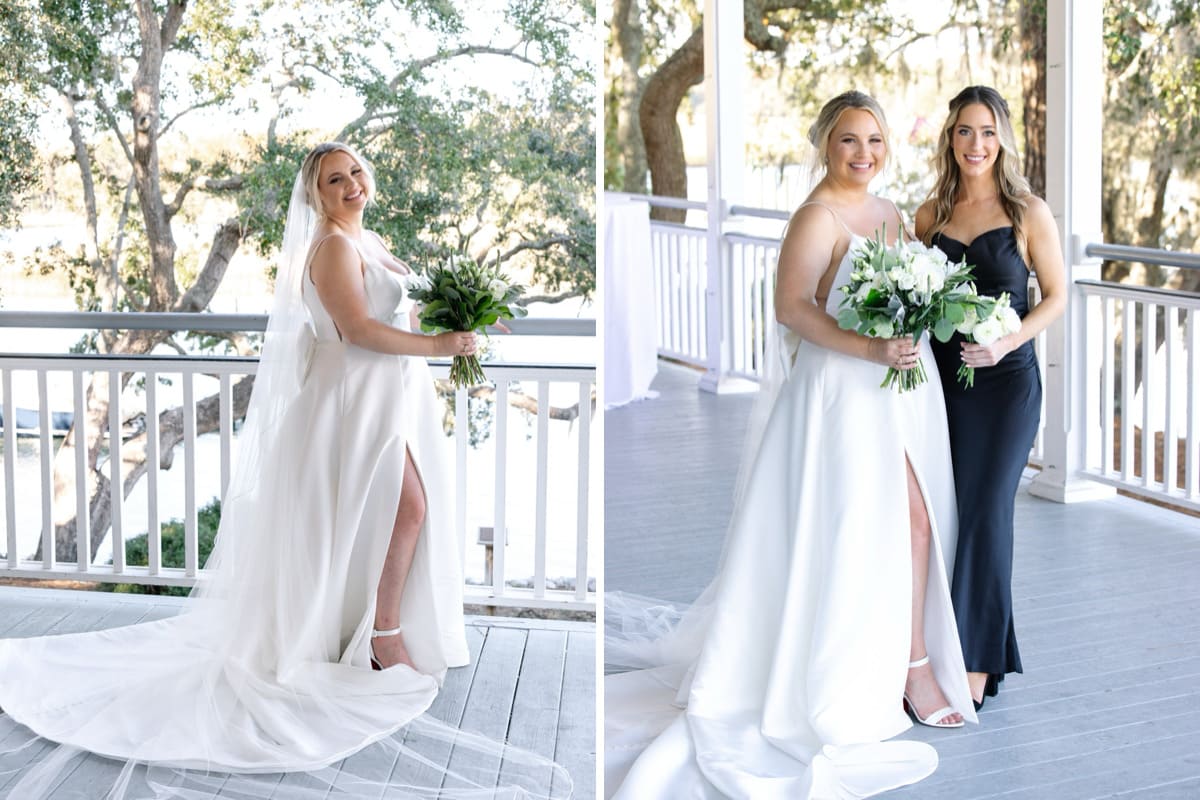 bride with maid of honor creek club wedding