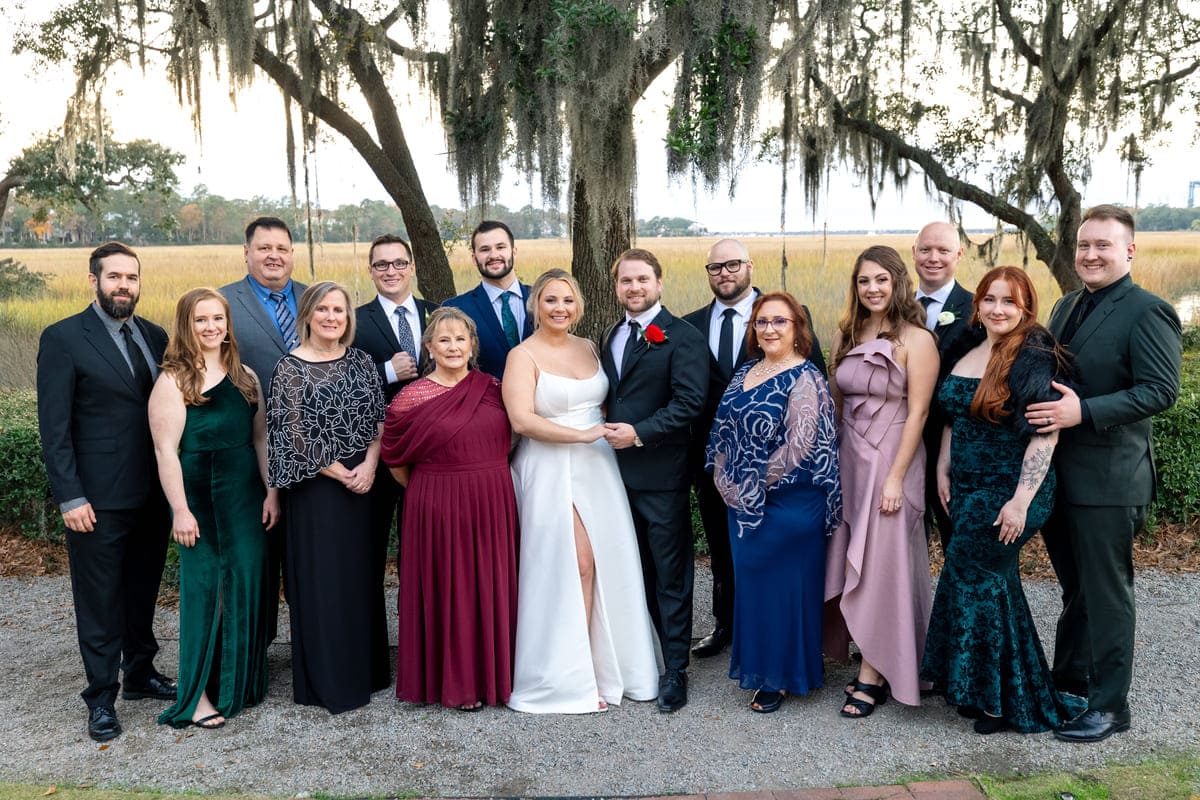 family portraits sunset charleston wedding creek club