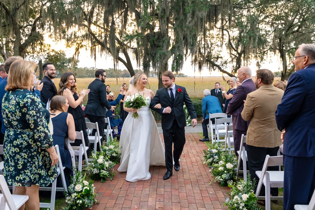 golden hour bride and groom charleston wedding