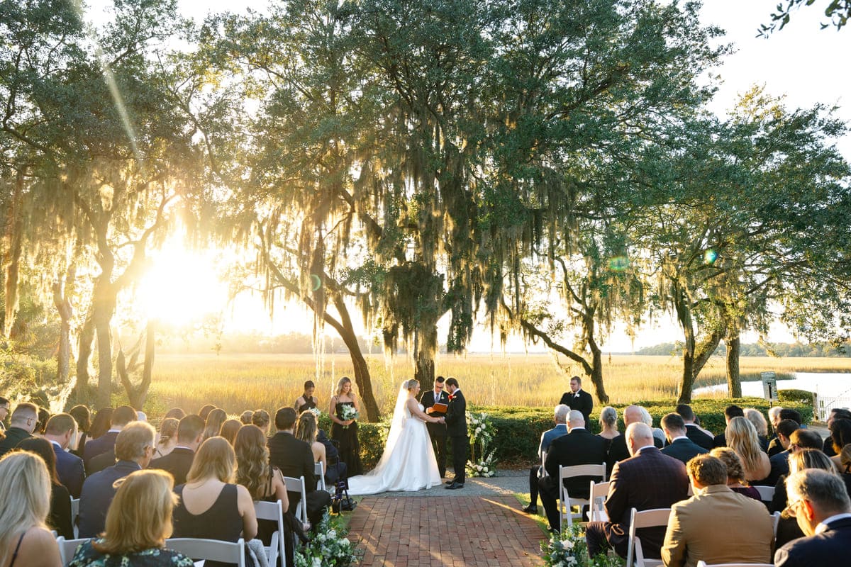 golden hour ceremony charleston wedding creek club