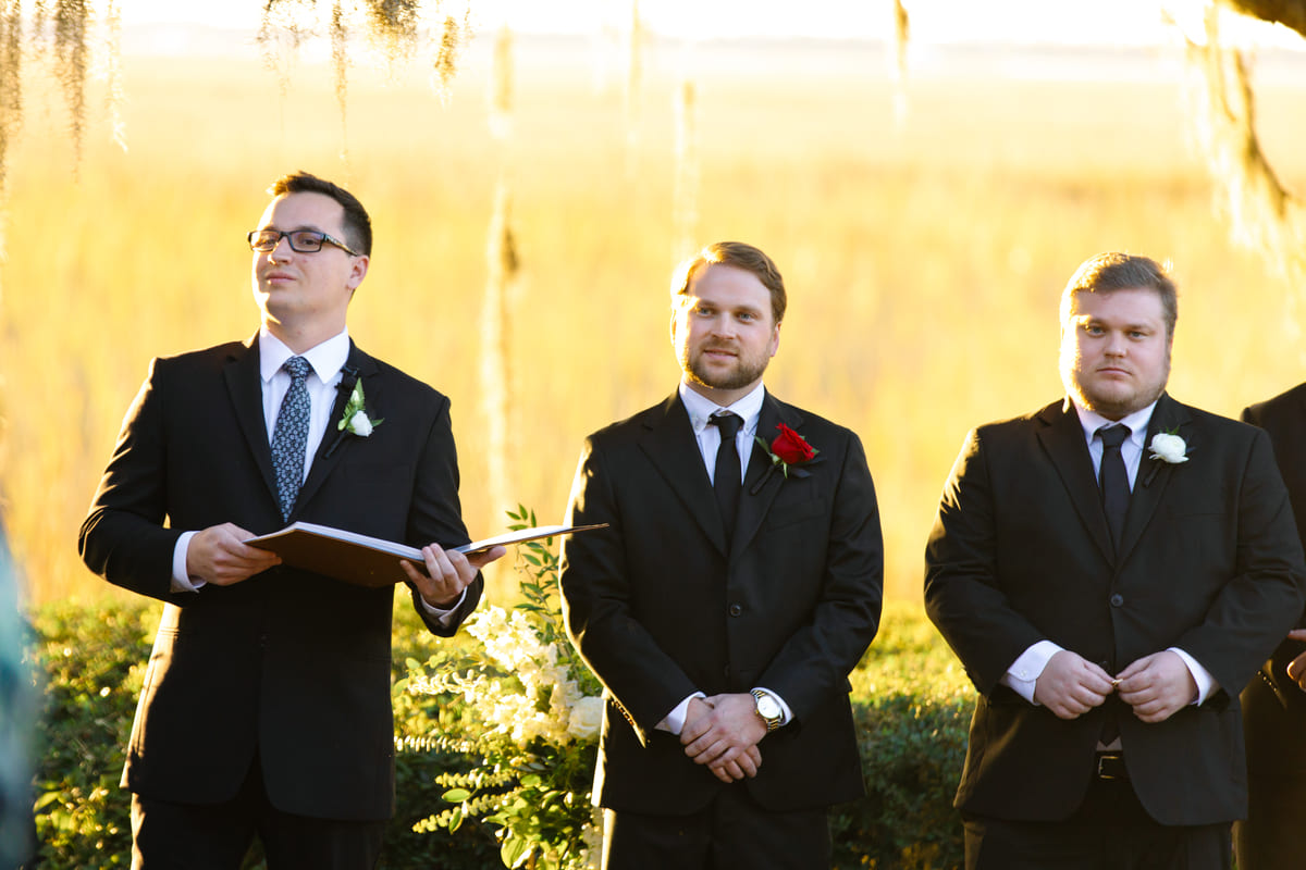 groom waiting bride creek club wedding