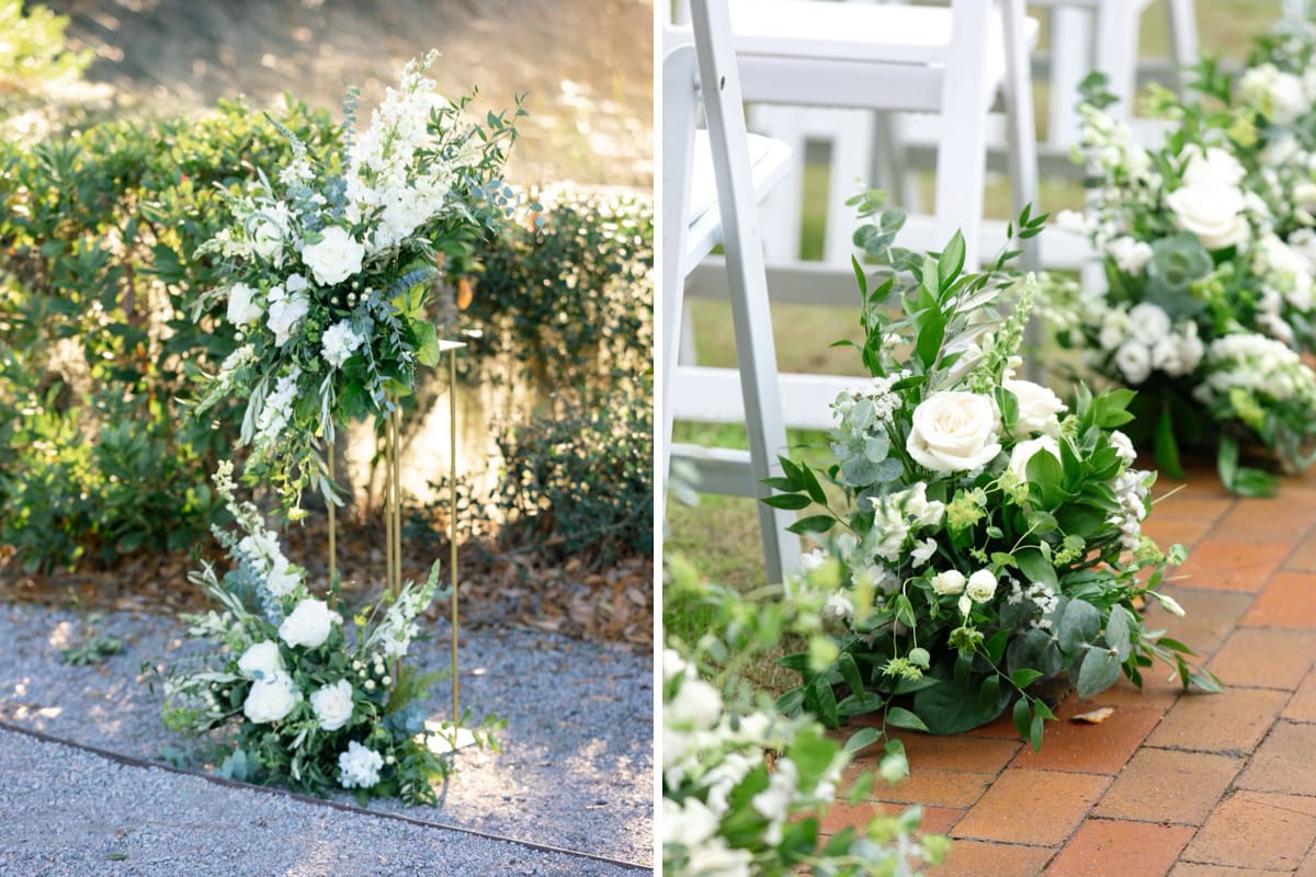 white floral decoration charleston wedding