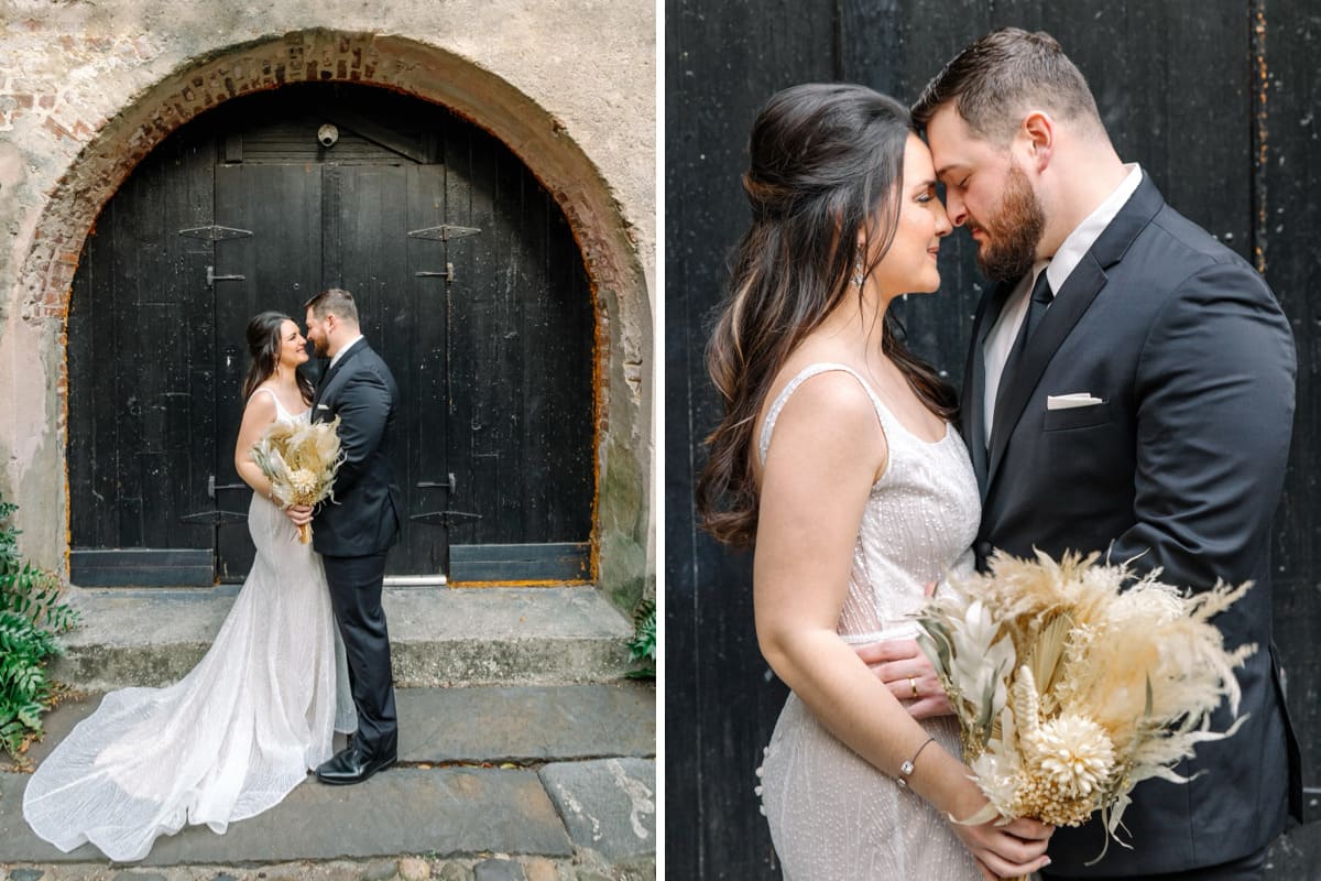 philadelphia alley cobblestone wedding photo