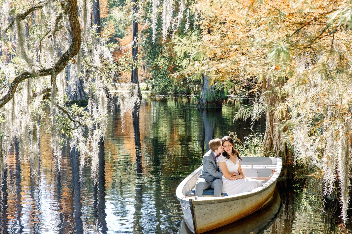 boat ride photos cypress gardens elopement