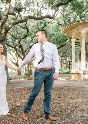 Romantic White Point Garden Elopement: Chelsea and Nicholas’ Love Story bride and groom walking white point garden
