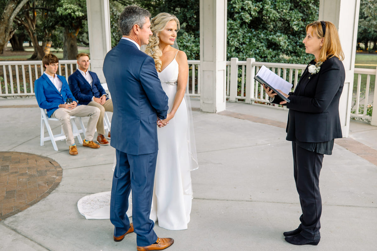 couple first look hampton park elopement