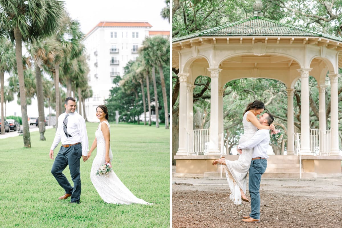 couple laughing charleston elopement