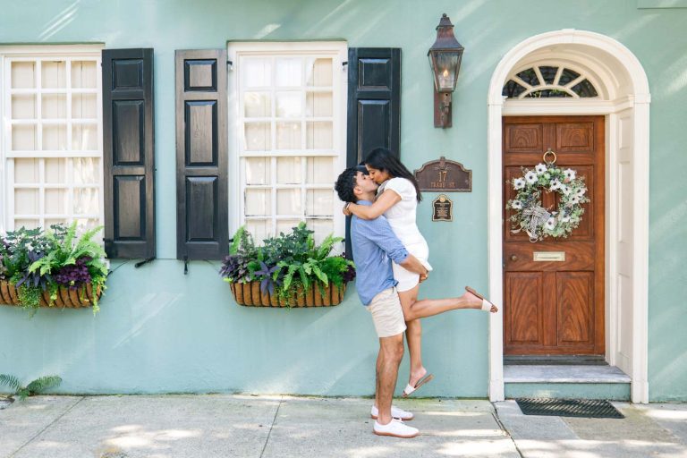 Photo session for couples at Rainbow Row