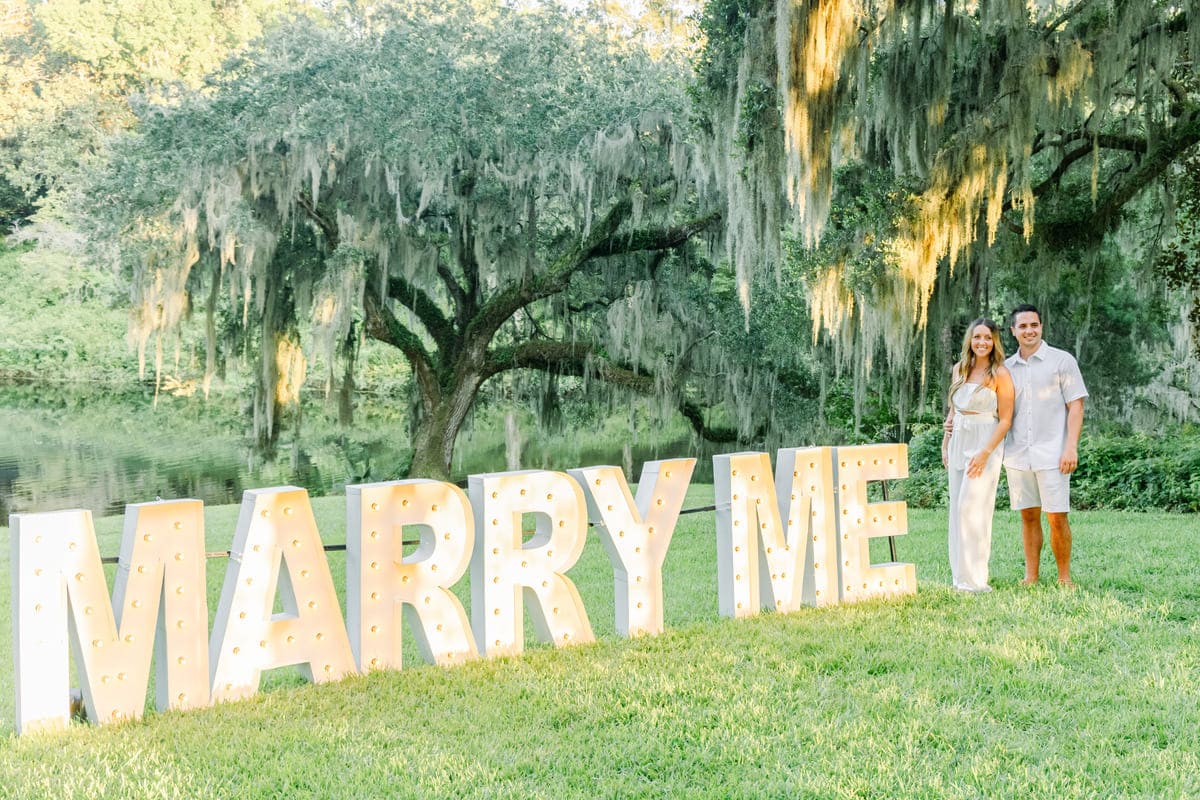 marquee letters proposal at middleton place