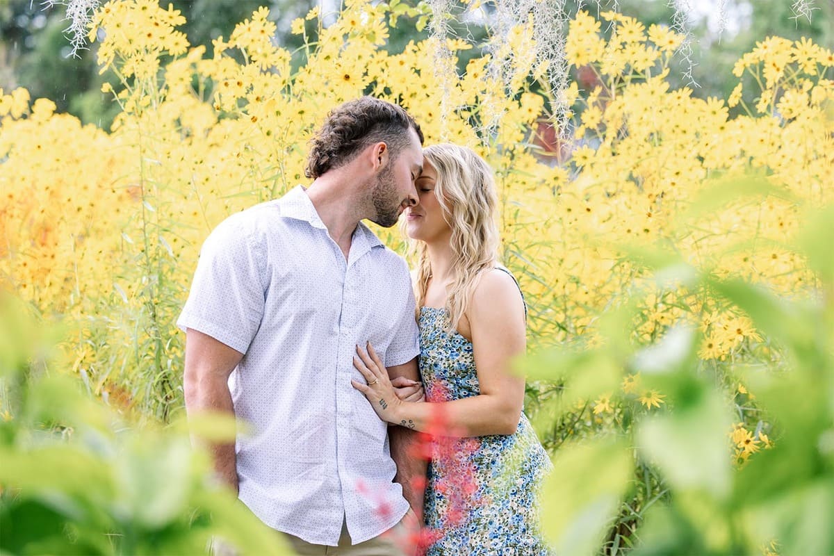 boone hall plantation and gardens proposal among yellow flowers