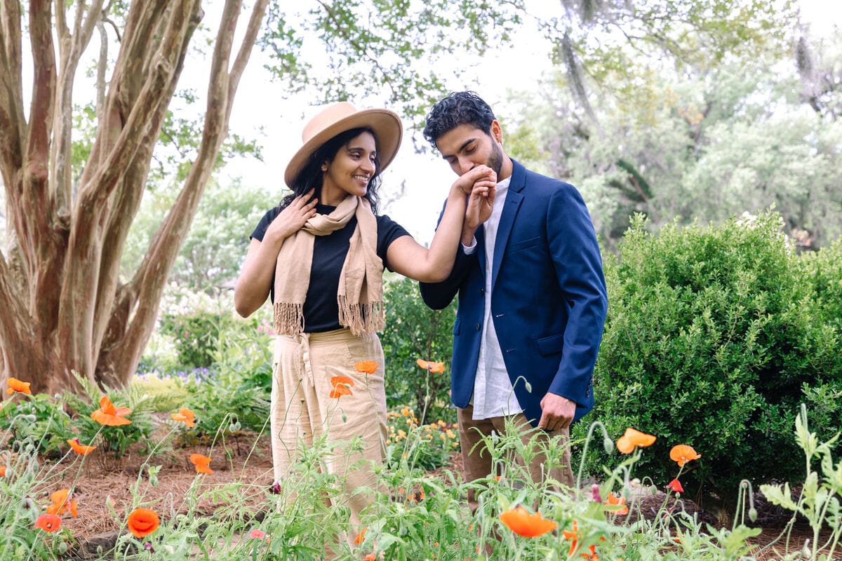 boone hall plantation proposal vibrant flowers