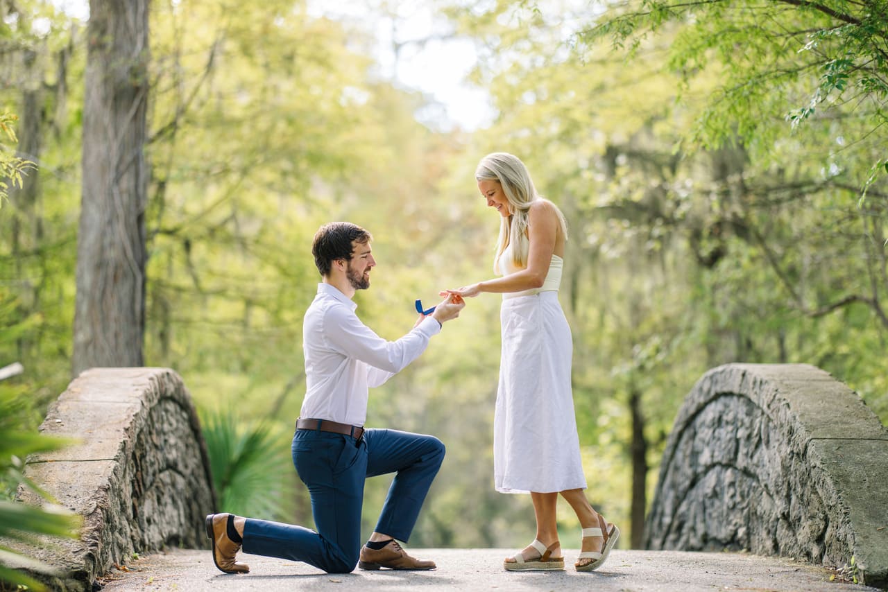 cypress gardens proposal photographer brick bridge