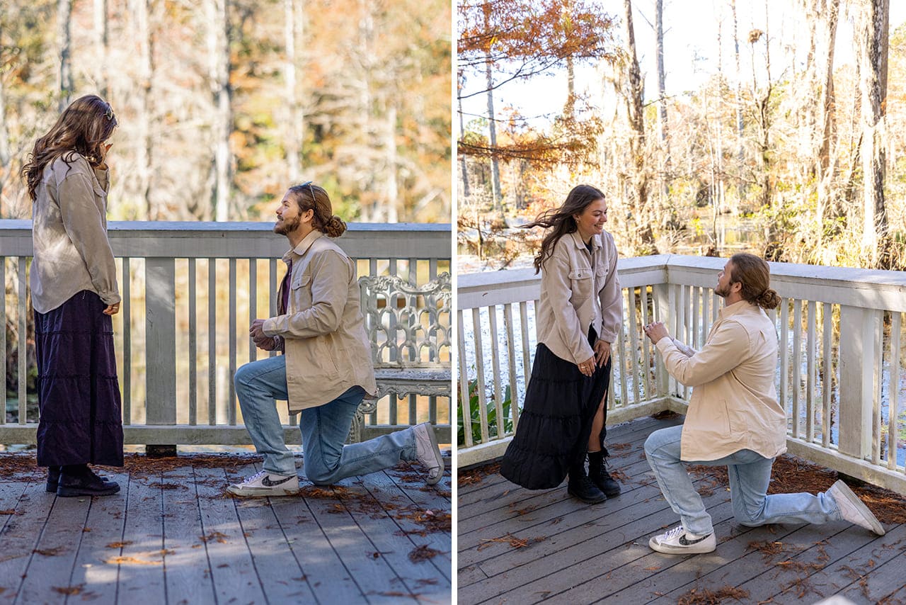 cypress gardens proposal photographer near wedding gazebo