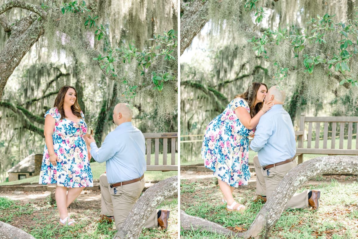 middleton place proposal guide near the bench