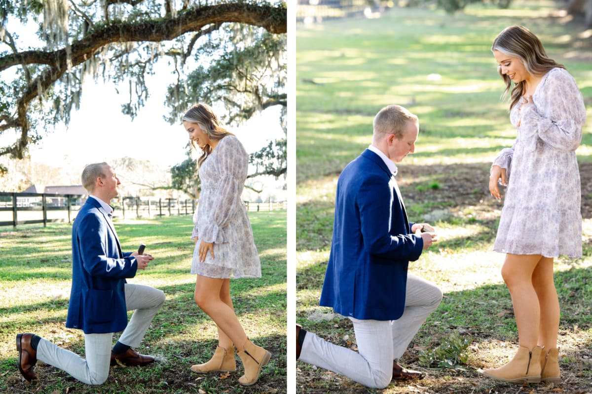 romantic proposal at boone hall plantation ethan grace