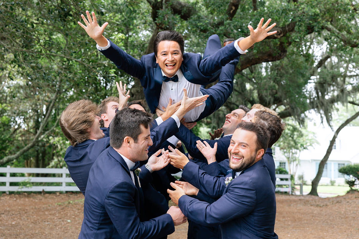 Charleston wedding photographer groom's party groom's attendants examples