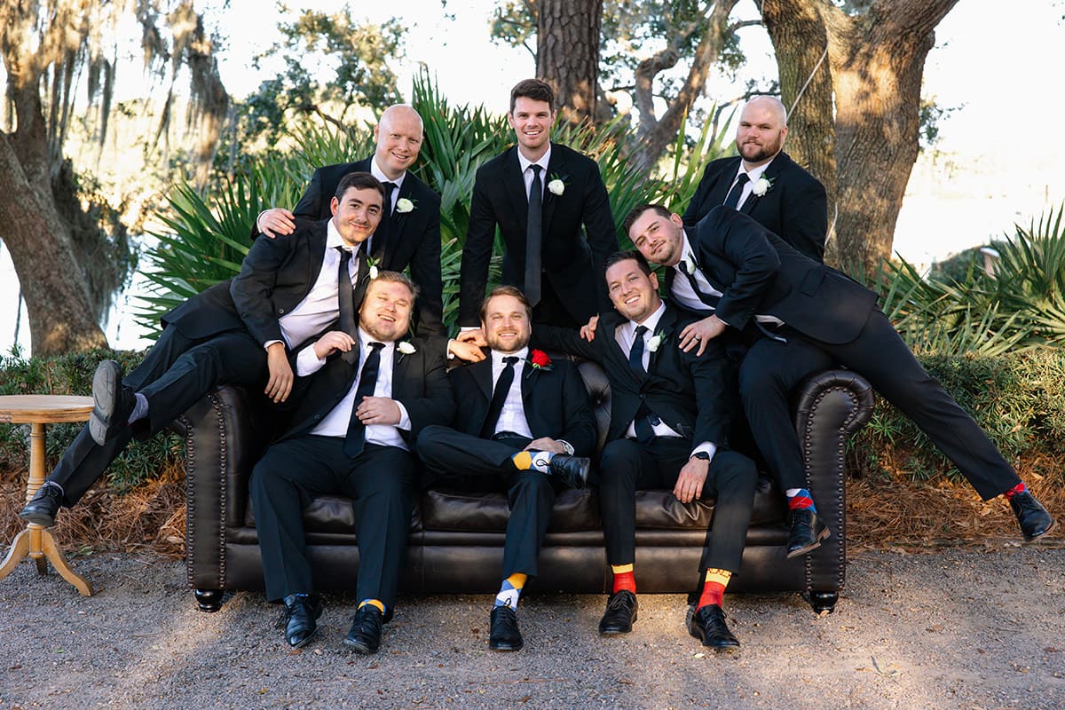 Charleston wedding photographer groom's party groom's attendants examples