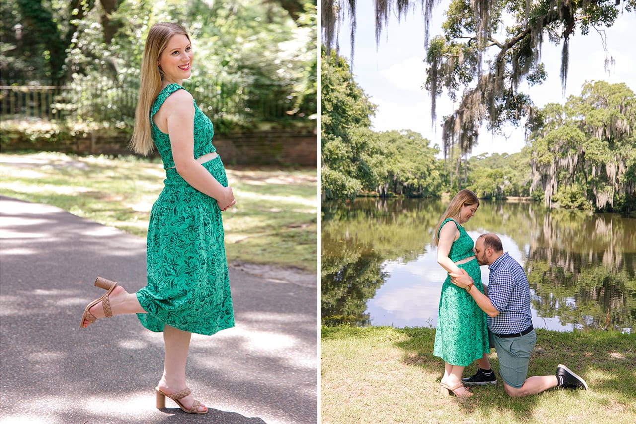 professional photographer maternity photo session at Charles Towne Landing