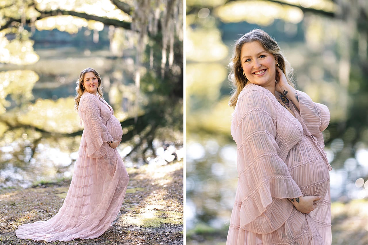 professional photographer maternity photo session at Charles Towne Landing