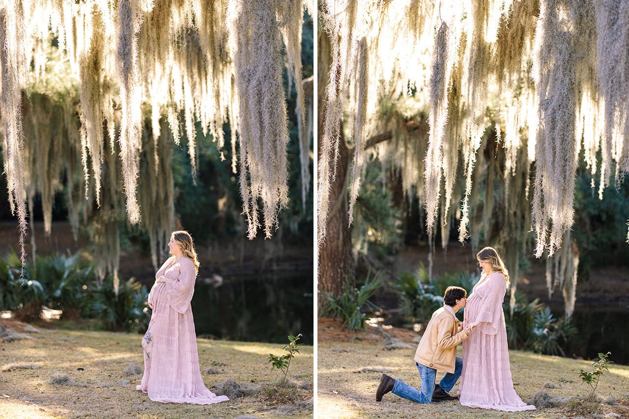 professional photographer maternity photo session at Charles Towne Landing