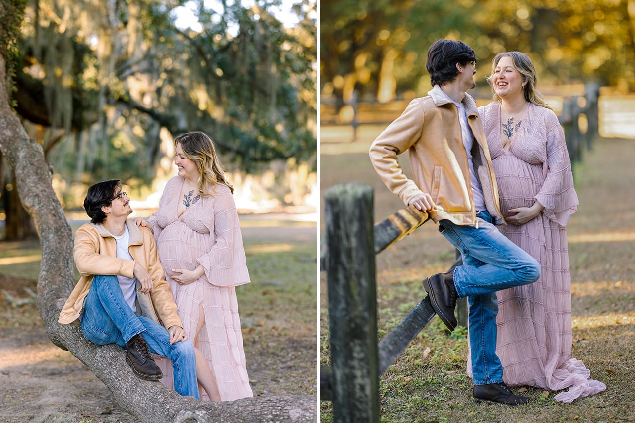 professional photographer maternity photo session at Charles Towne Landing