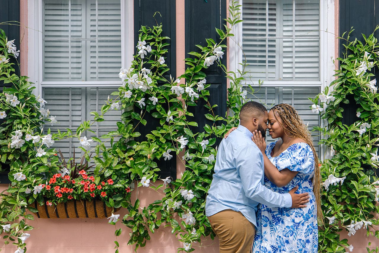 professional photographer maternity photo session at Dock Street Theater