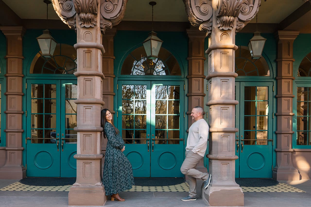 professional photographer maternity photo session at Dock Street Theater
