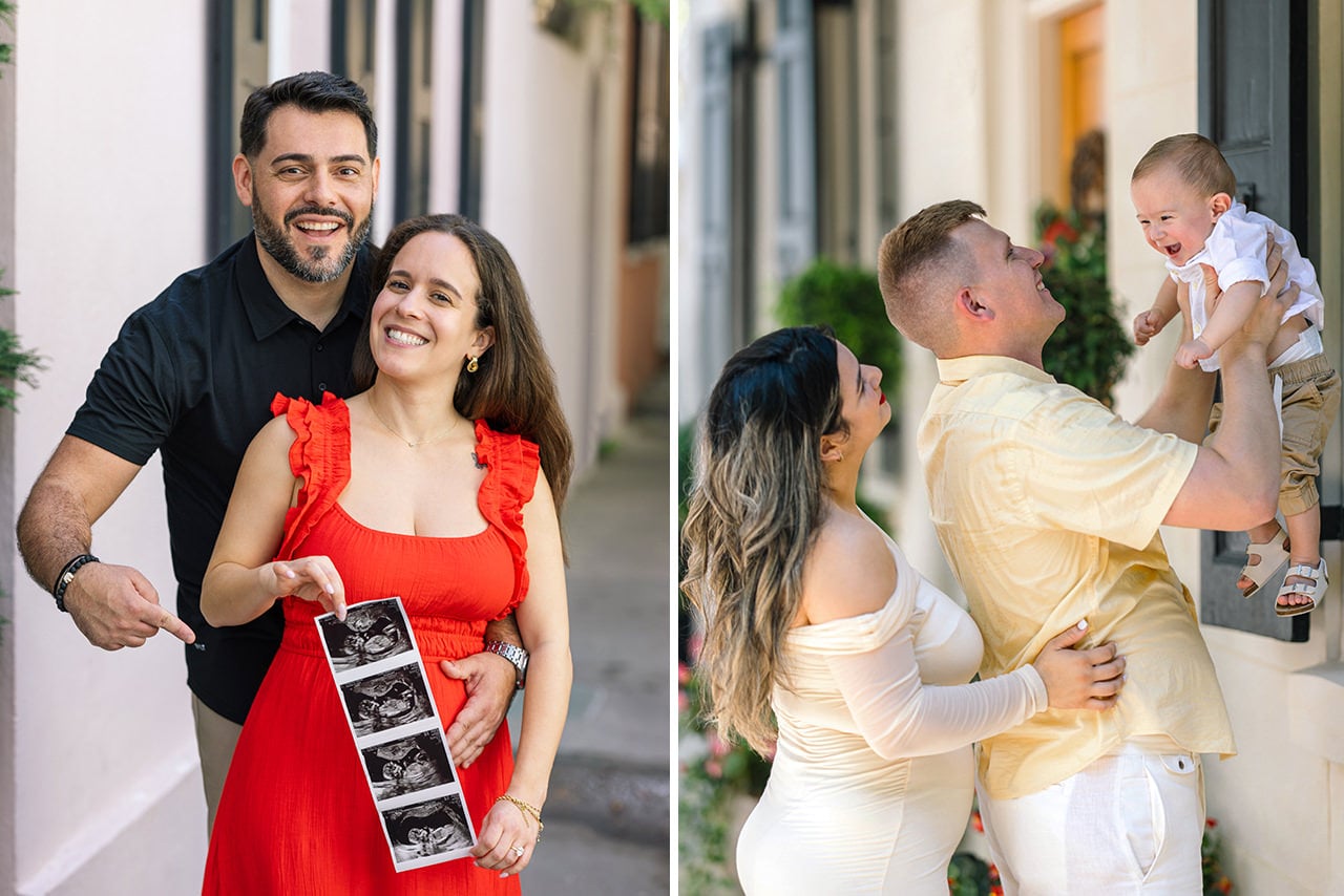 professional photographer maternity photo session at Rainbow Row