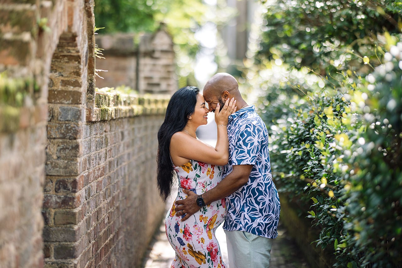 professional photographer maternity photo session at Rainbow Row