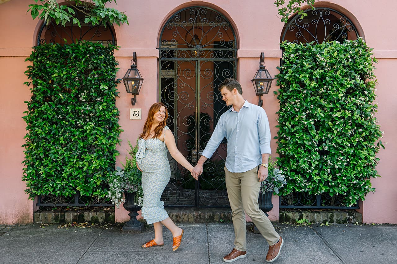 professional photographer maternity photo session at Rainbow Row