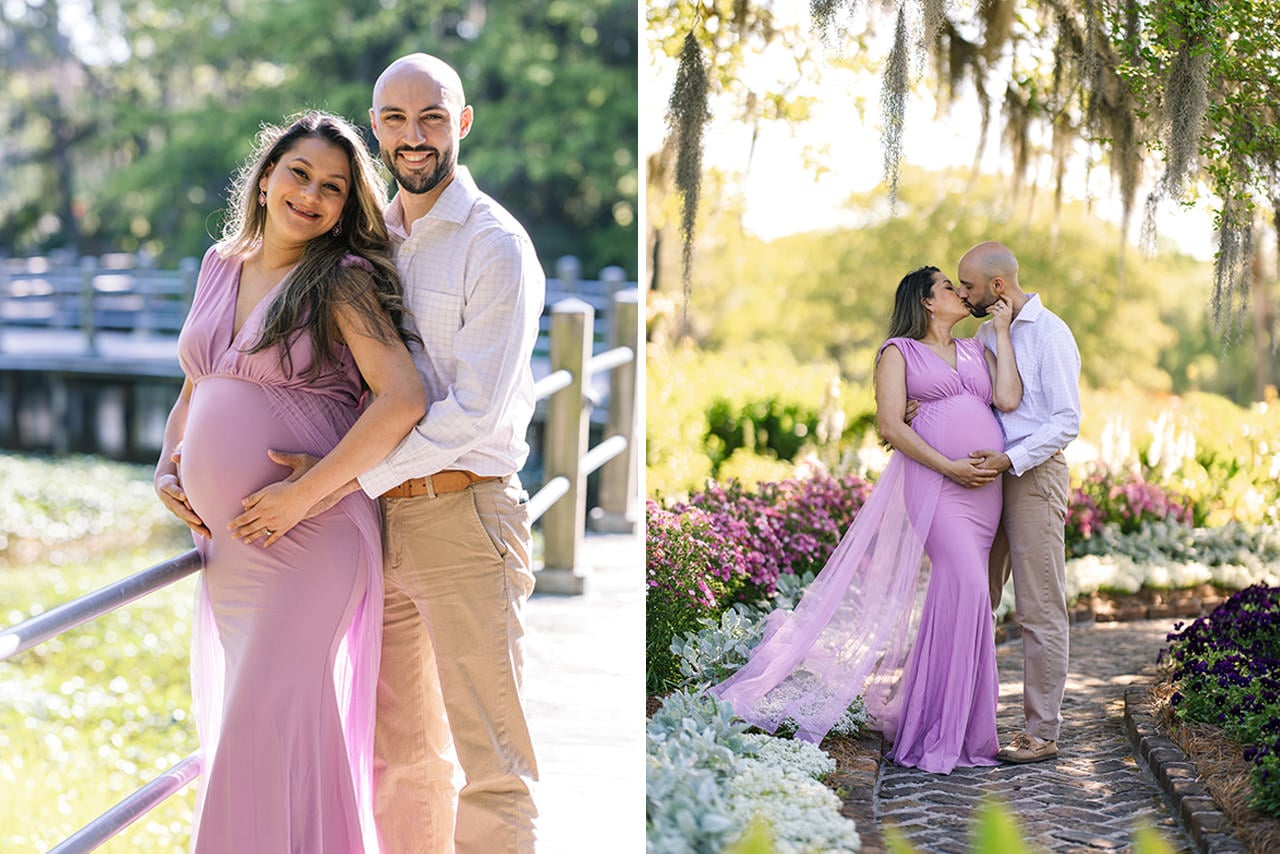 professional photographer maternity photo session at boone hall plantation