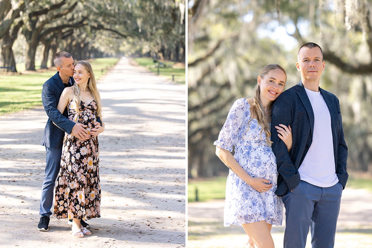 professional photographer maternity photo session at boone hall plantation