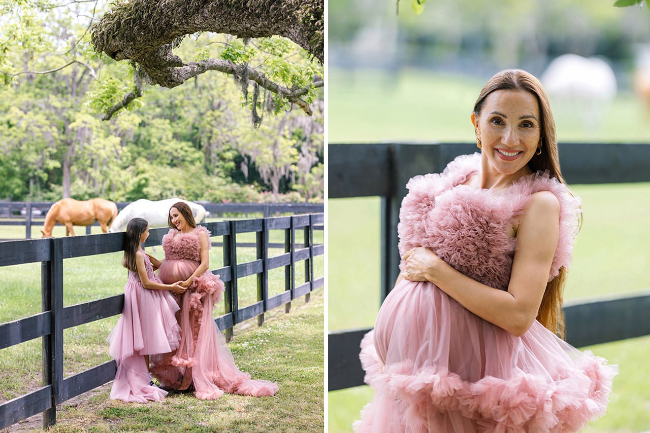 professional photographer maternity photo session at boone hall plantation