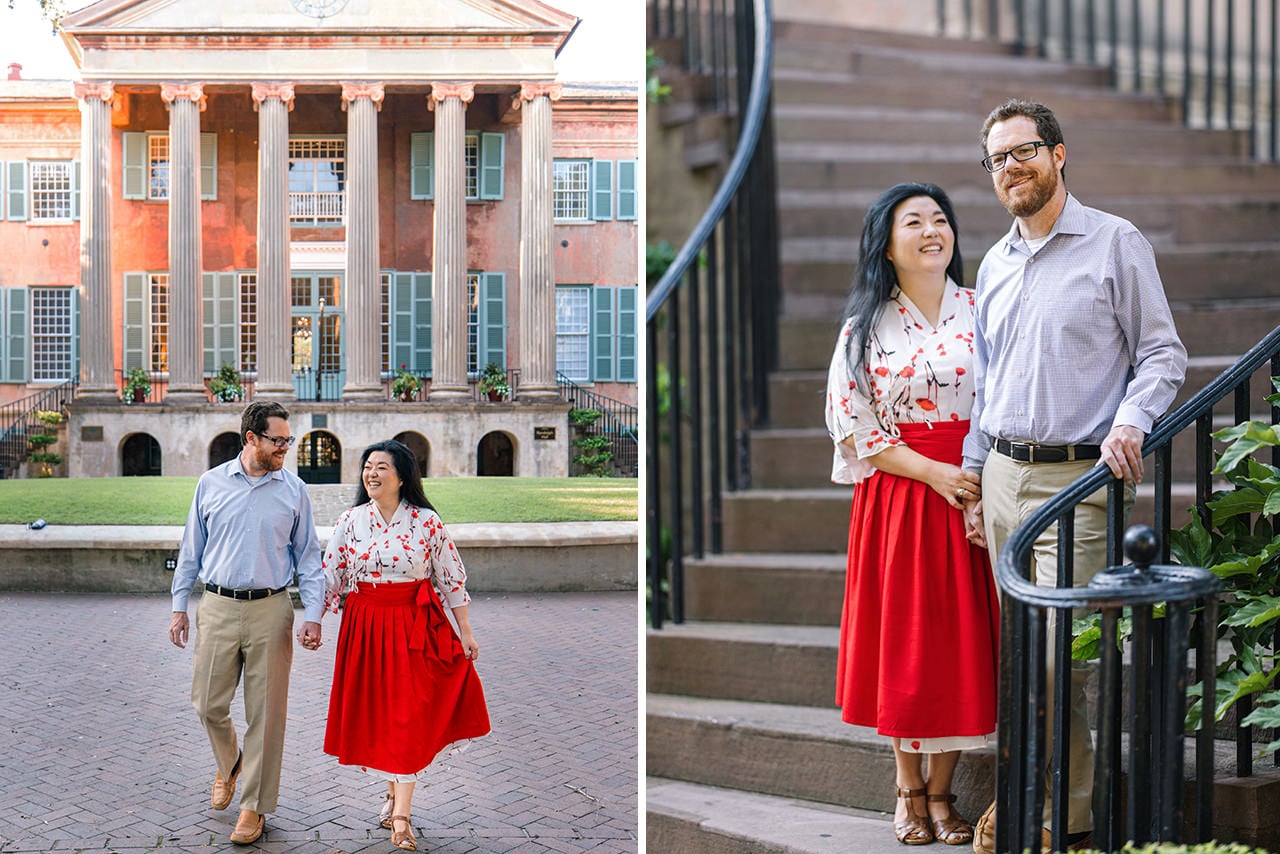 charleston anniversary photo session at College of Charleston