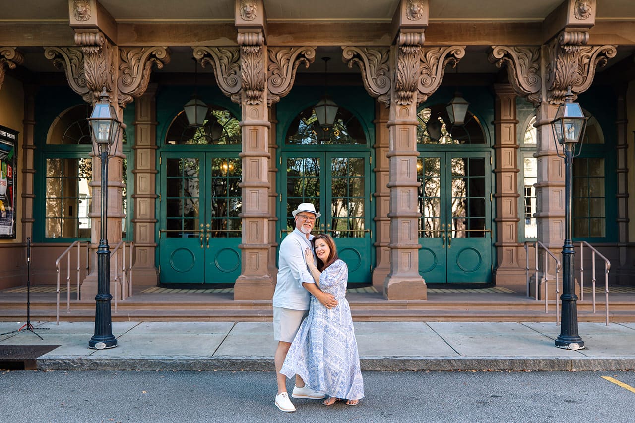 charleston anniversary photo session at Dock Street Theatre