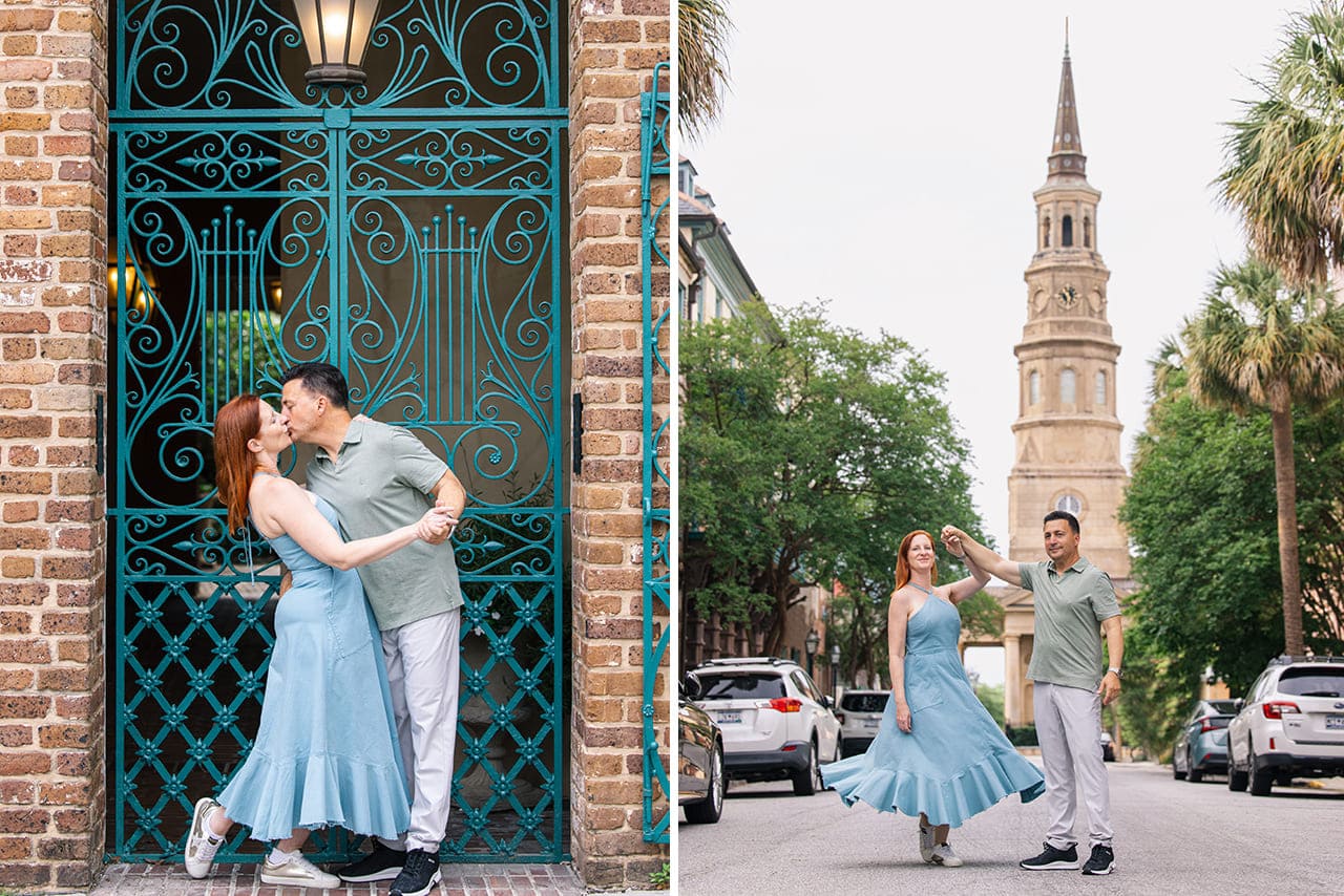 charleston anniversary photo session at Dock Street Theatre