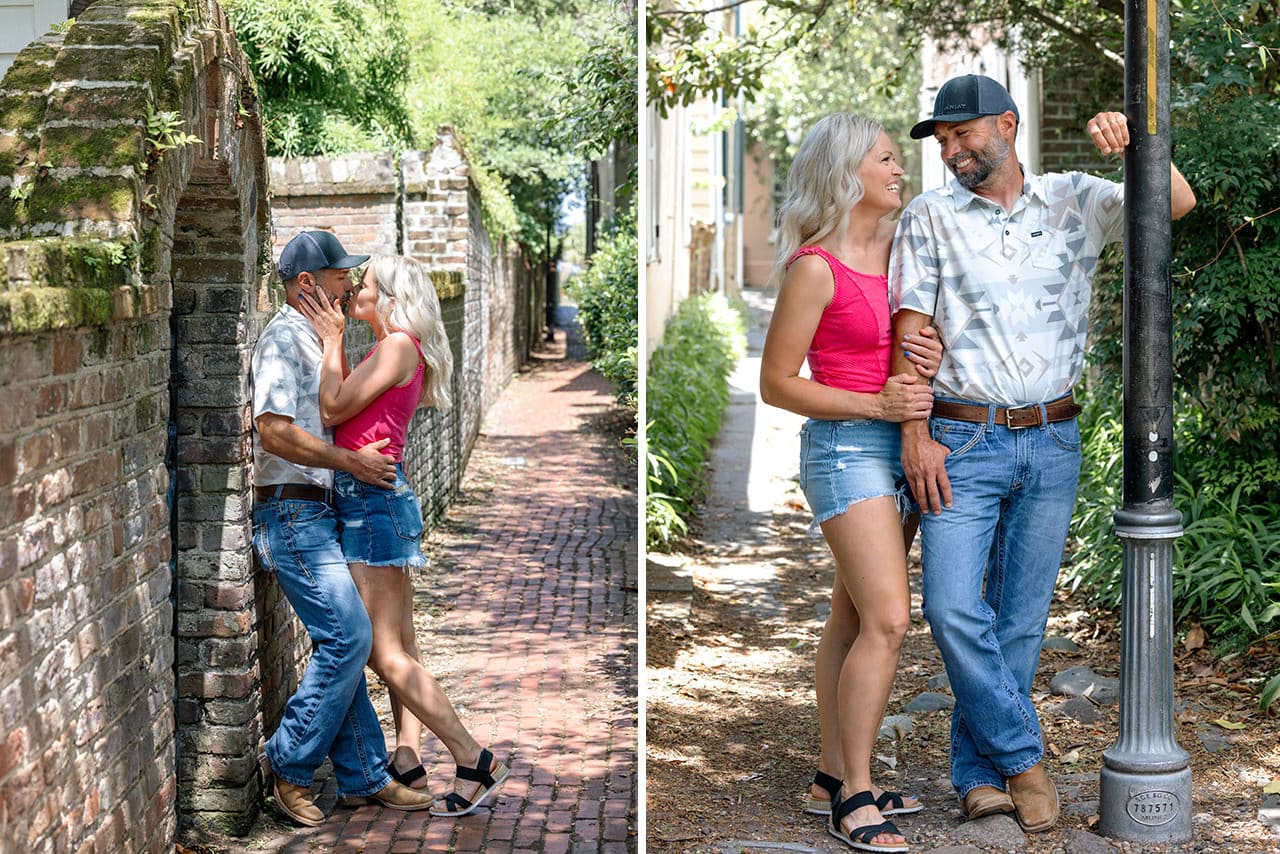charleston anniversary photo session at Rainbow Row