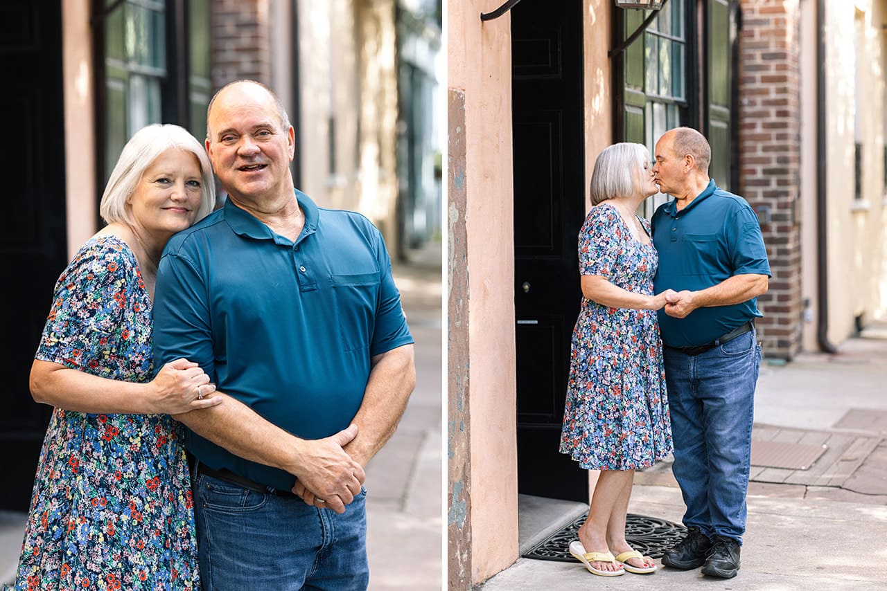 charleston anniversary photo session at Rainbow Row